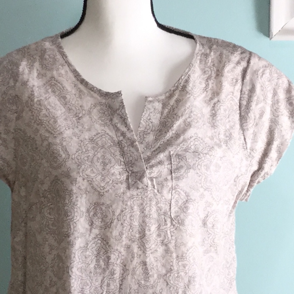 Marina Luna - Tan Print Pullover Blouse View 2